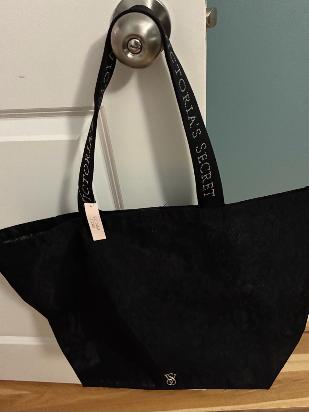 Victoria's Secret Black Logo Strap Tote